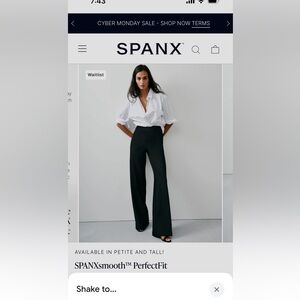 Spanx ponte perfect fit wide leg pants small petite black